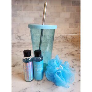 Alchemy Living Frosted Coconut Spa Gift Set With Tumbler Body Wash & Oil Loofah